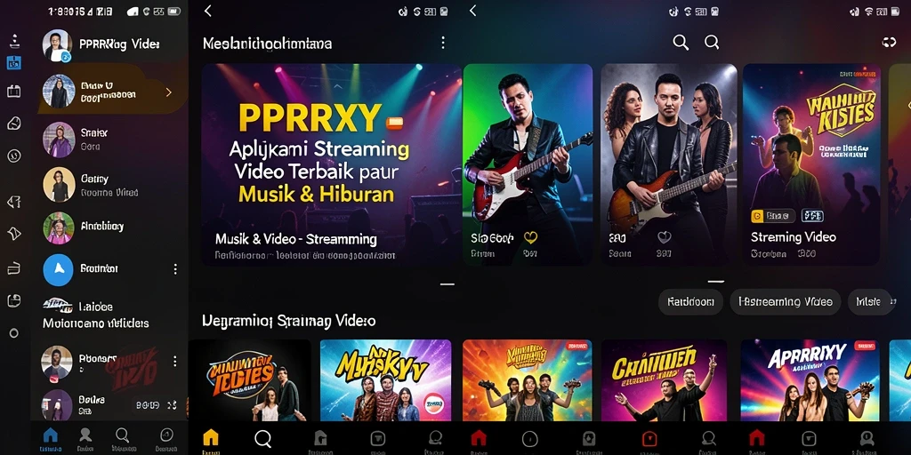 Tampilan antarmuka PPRRYY yang modern untuk Streaming Video.