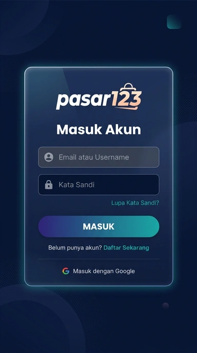 Tampilan halaman login pasar123